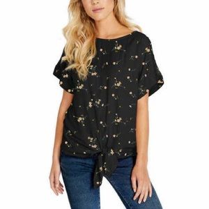 Buffalo David Bitton | Black Floral knot Top